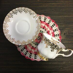 Royal Albert England 50th Anniversary Gold Filigree Teacup Saucer Set
